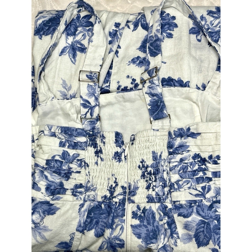 Abercrombie & Fitch Emerson Blue Floral Linen Blend Midi Dress XS Fit & Flare - Picture 7 of 13